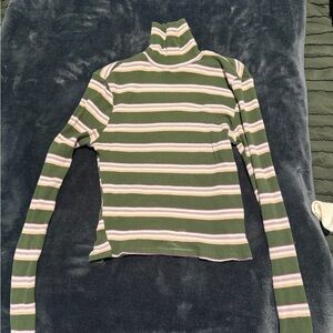 Striped Green Turtleneck Sweater